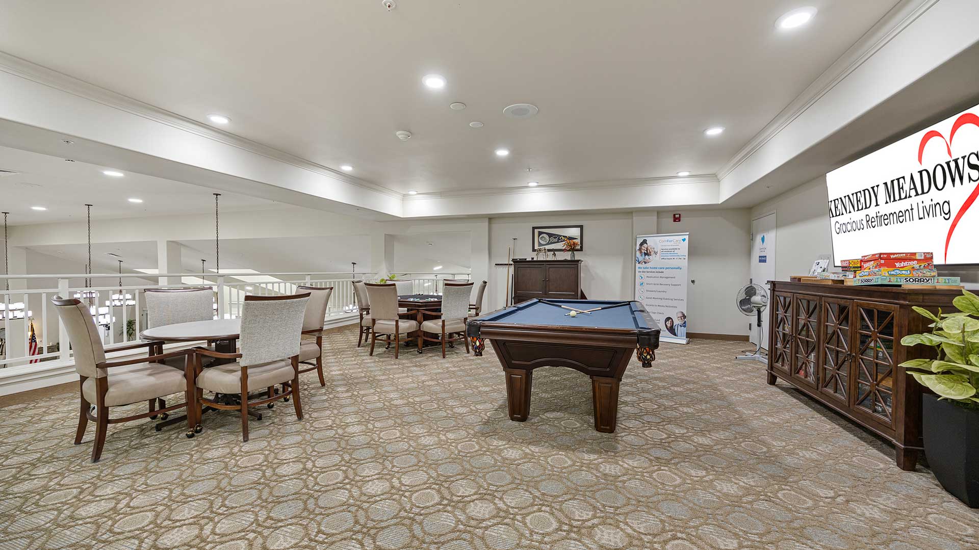 The game room at Kennedy Meadows