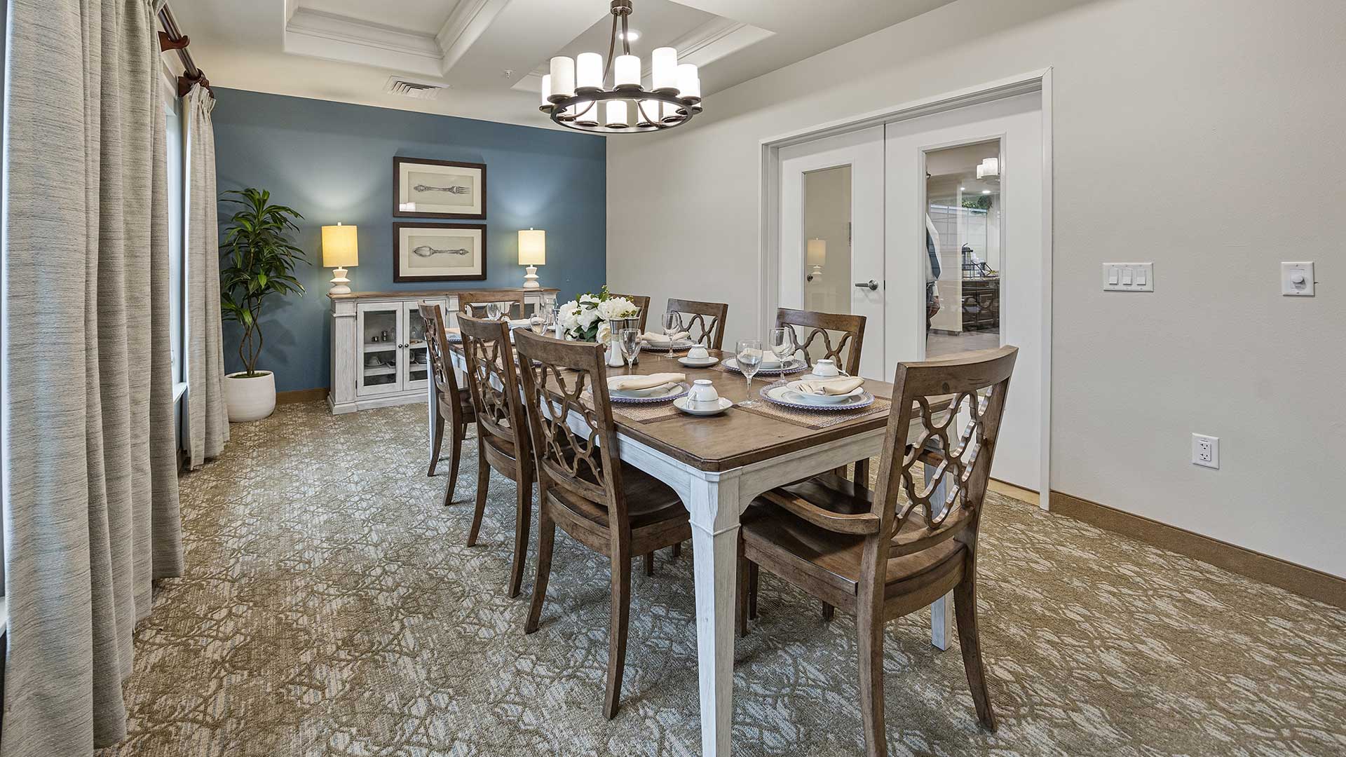 The dining room at Kennedy Meadows set for mealtime