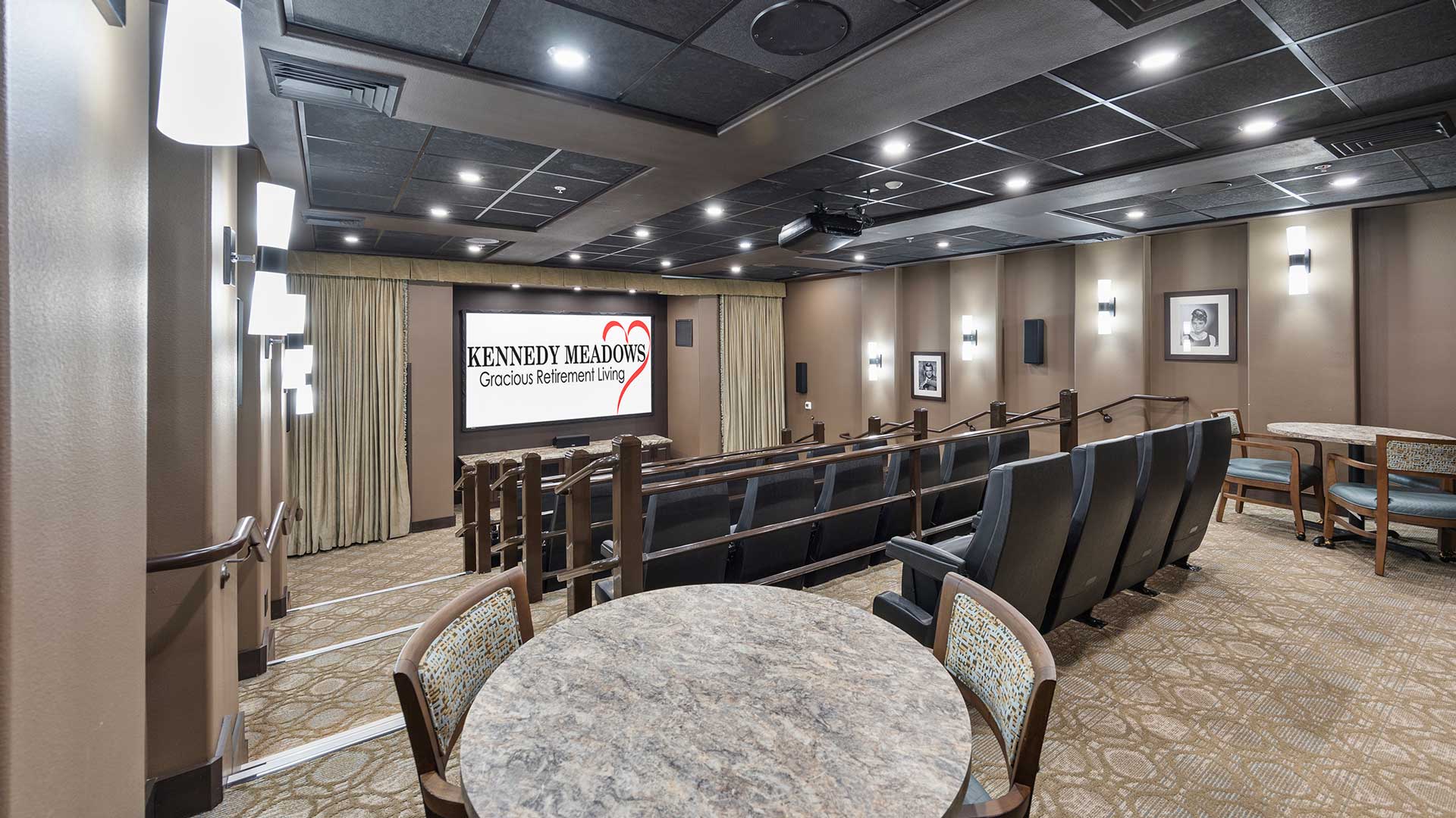 The theater room at Kennedy Meadows