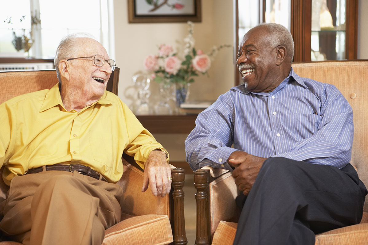 Residents laughing together at Kennedy Meadows