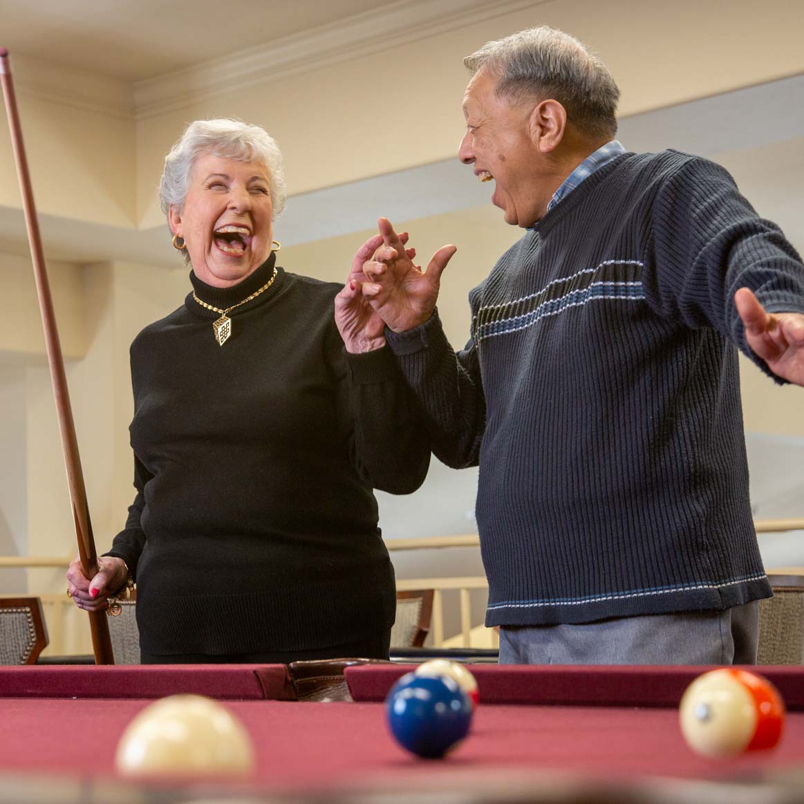 Residents playing billiards at Kennedy Meadows